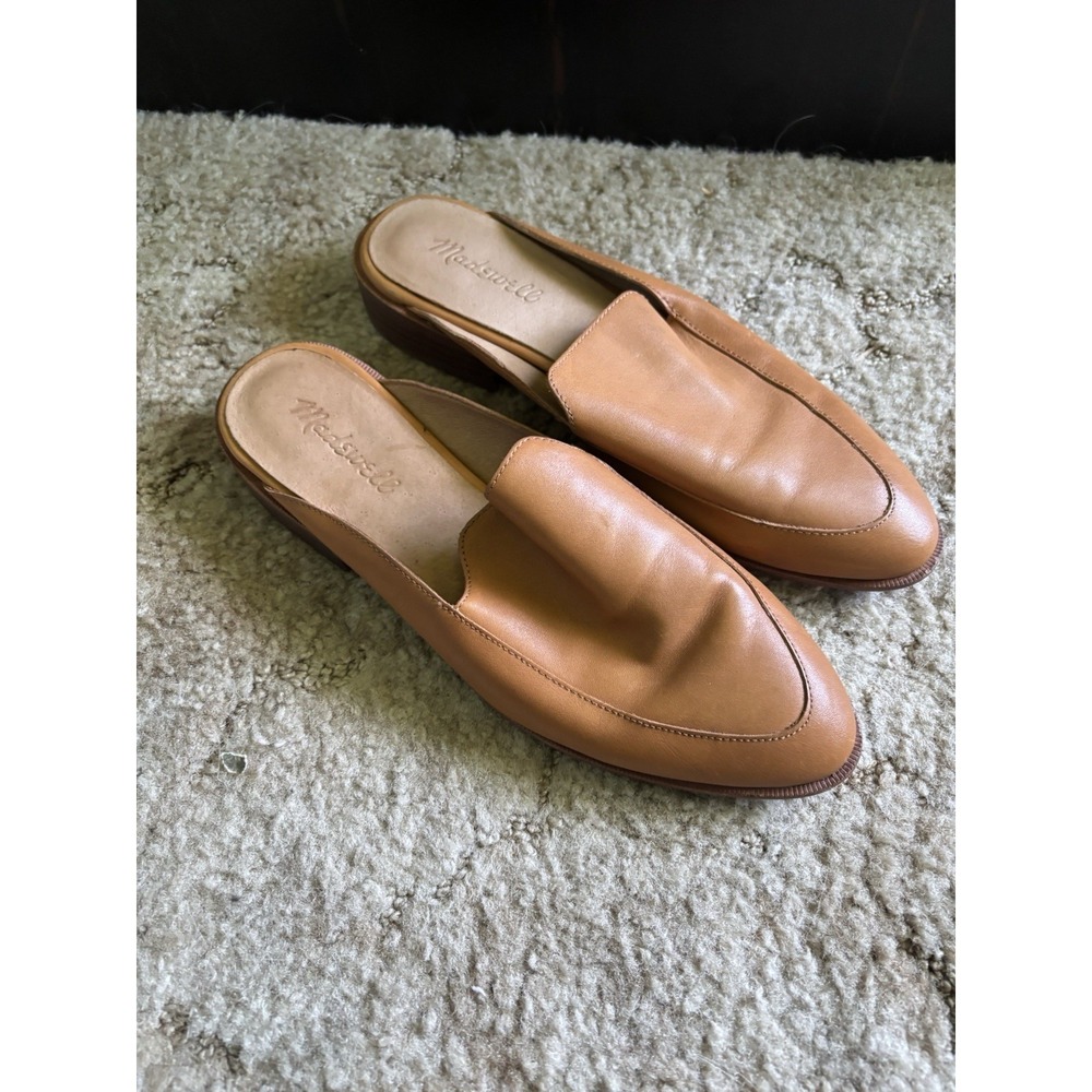 Madewell Frances Loafer Mule Shoes Womens 7.5 Tan English Saddle Leather Flats